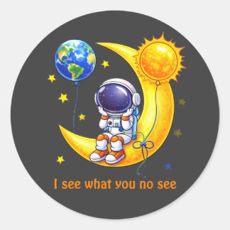 Adesivo Astronauta no Crescente da Lua Arte Espacial
