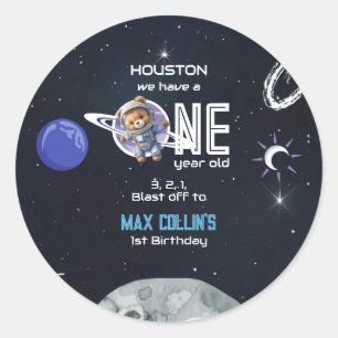 Adesivo Astronauta no Espaço Exterior Aniversário de 1 Ano