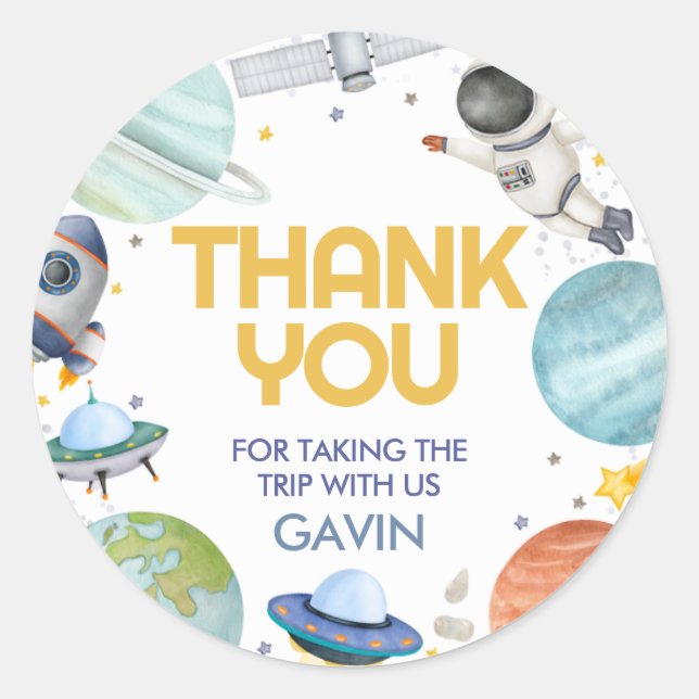Adesivo Astronauta Viaja ao redor do Sol Aniversário (Frente)