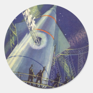 Adesivo Astronautas de Ficção Científica Vintage em Nave F