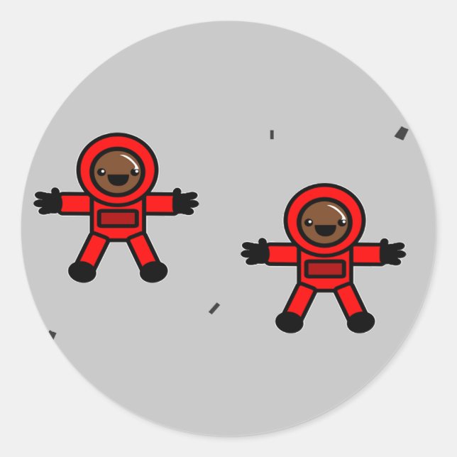 Adesivo Astronautas de terno vermelho em cinzas (Frente)