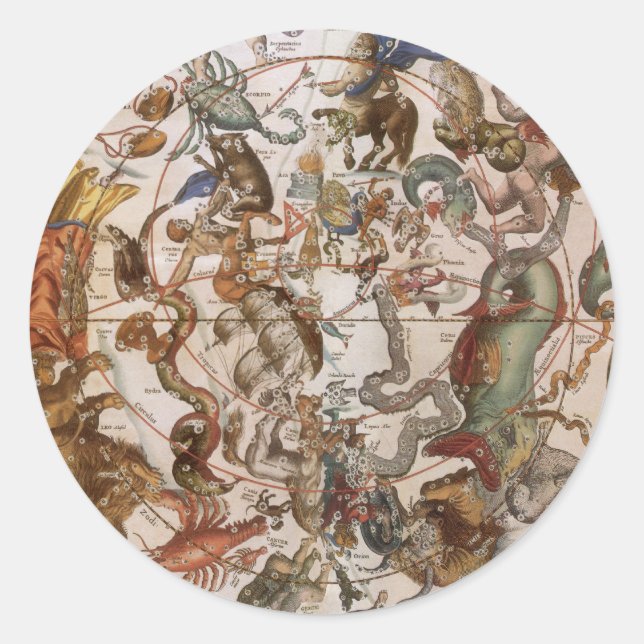 Adesivo Astronomia venenosa, constelações do Céu Meridiona (Frente)