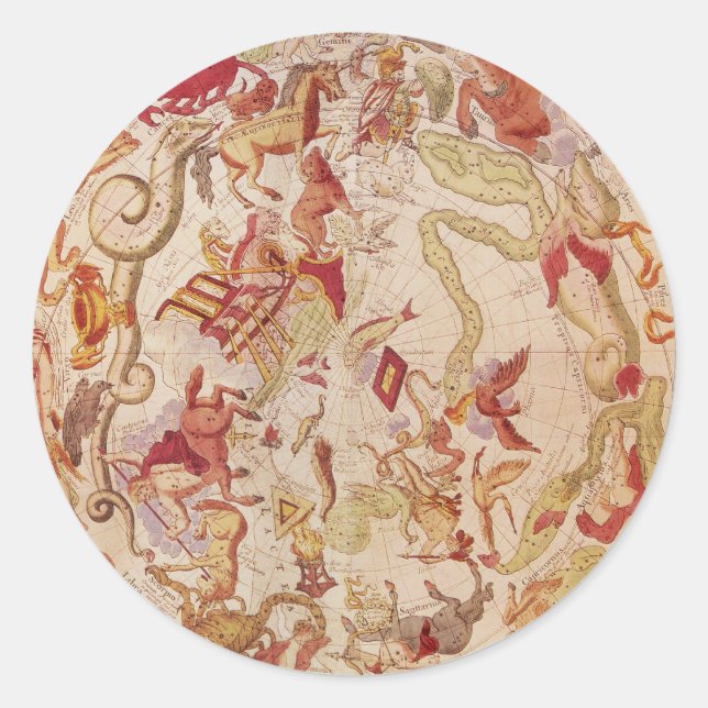 Adesivo Astronomia venenosa, mapa celestial de Carel Allar (Frente)