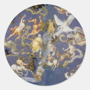 Adesivo Astronomia Vintage Fresco de Constelações Celestes