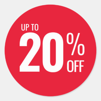 Adesivo Até 20% OFF (20) Venda a retalho de pequenas empre