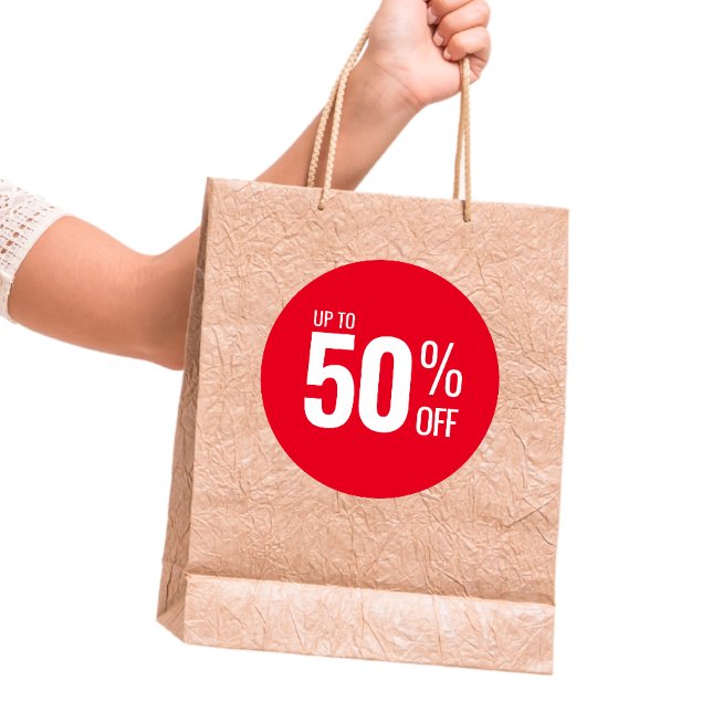 Adesivo Até 50% OFF (50) Venda Clássica para Pequenas Empr (Criador carregado)