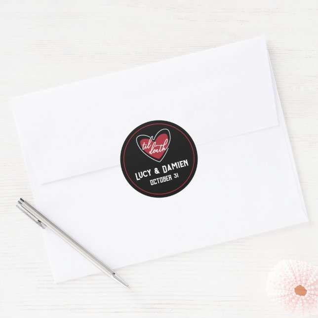 Adesivo Até a Morte Nomes Casamento Gótico (Envelope)