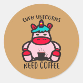 Adesivo Até Unicórnios Precisam De Café Funny Pink Unicorn
