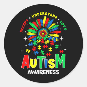Adesivo Atenção ao Autismo Colorido Aceitar Compreender Am