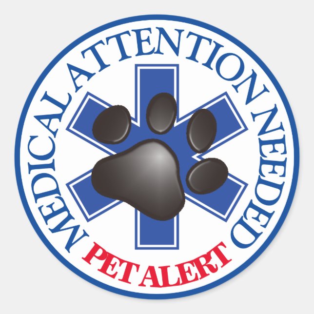 Adesivo Atenção Médica de Alerta Pet Necessária (Frente)