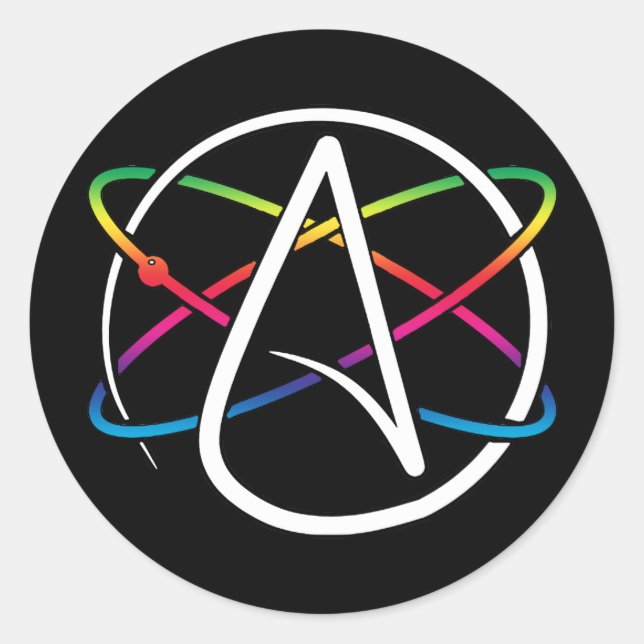 Adesivo Atheist Atom Rainbow (Frente)
