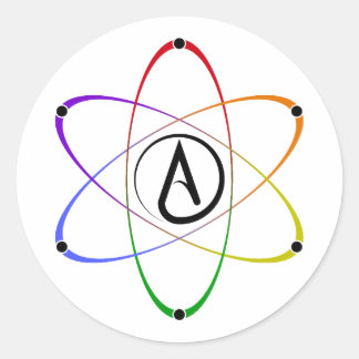 Adesivo Atheist Atom Symbol Rainbow Black