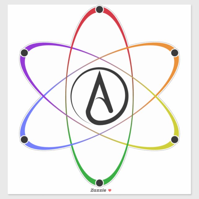 Adesivo Atheist Atom Symbol Rainbow Black (Folha)