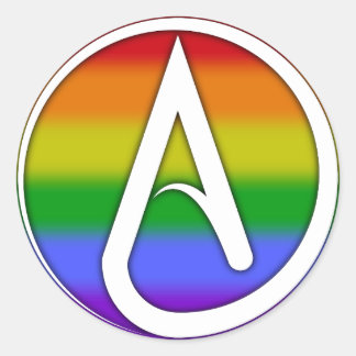 Adesivo Atheist Symbol White over Rainbow