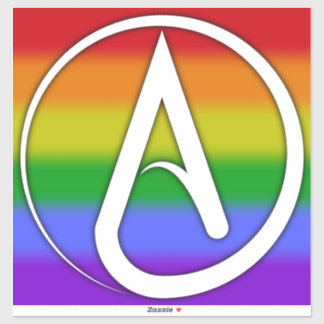 Adesivo Atheist Symbol White over Rainbow