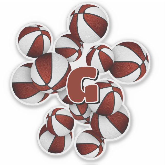 Adesivo athlete monogram on maroon white basketballs (Frente)