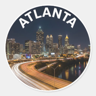 Adesivo Atlanta Georgia Silhueta, Luzes Noturnas da Cidade
