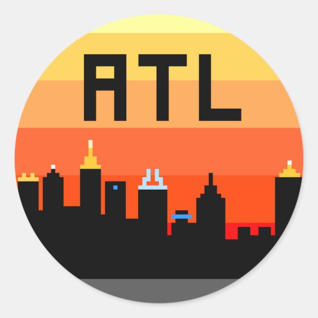 Adesivo Atlanta Skyline ATL de 8 Bits (Frente)