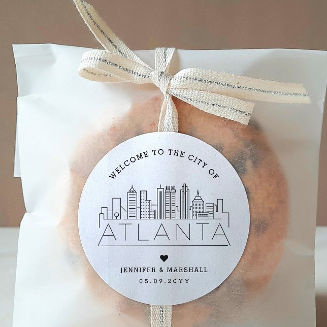 Adesivo Atlanta Skyline | Favor de Boas-vindas (Add these favor stickers as wonderful touch to make your wedding favors stand out! )