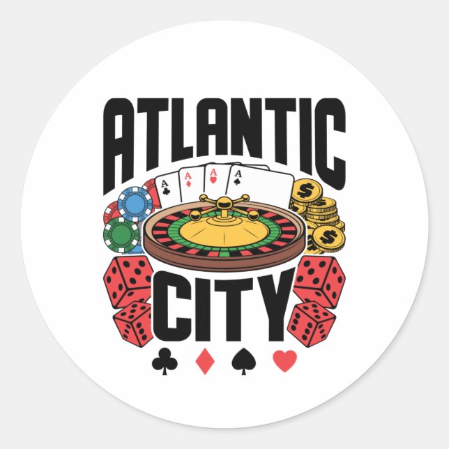 Adesivo Atlantic City Casino de Nova Jersey Gambling (Frente)