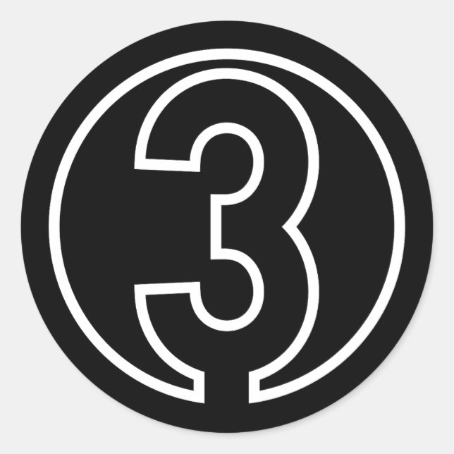 Adesivo Atletas Forma do círculo Número 3 (Frente)