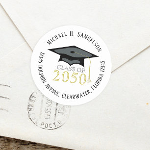 Adesivo Atraso Elegante de Graduação e Endereço de Retorno
