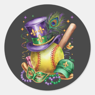 Adesivo Atrativo Mardi Gras Mix Softball Costume Festivo