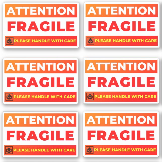Adesivo Attention Fragile Shipping Stickers (Vinyl Labels) (Frente)