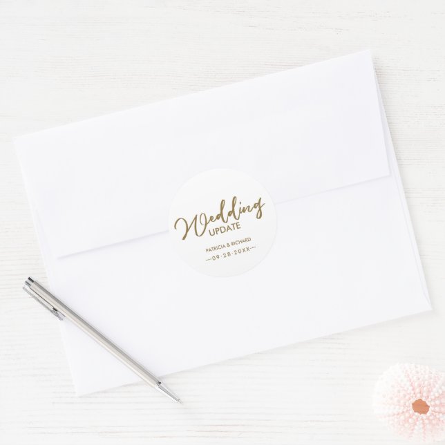 Adesivo Atualização de Casamento de Caligrafia Chic Dourad (Envelope)