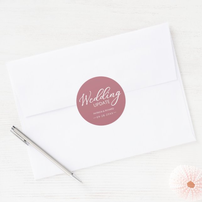 Adesivo Atualização de Casamento de Caligrafia Elegante Si (Envelope)