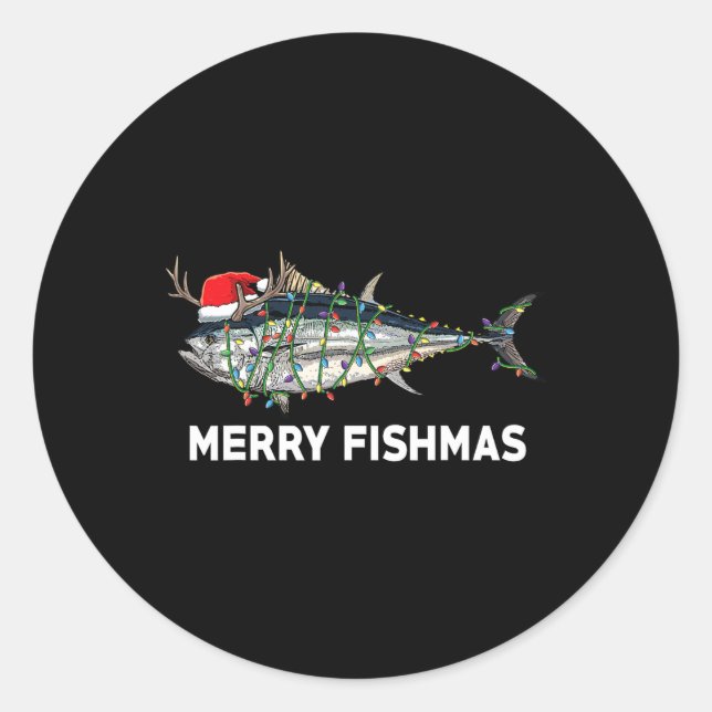 Adesivo Atum Engraçado Peixe Natal Papai Noel Xmas Pescado (Frente)