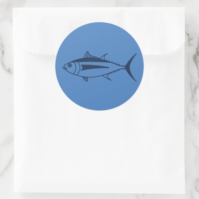 Adesivo Atum voador Peixes de Azul Marinho em Azul Egeu (Bolsa)