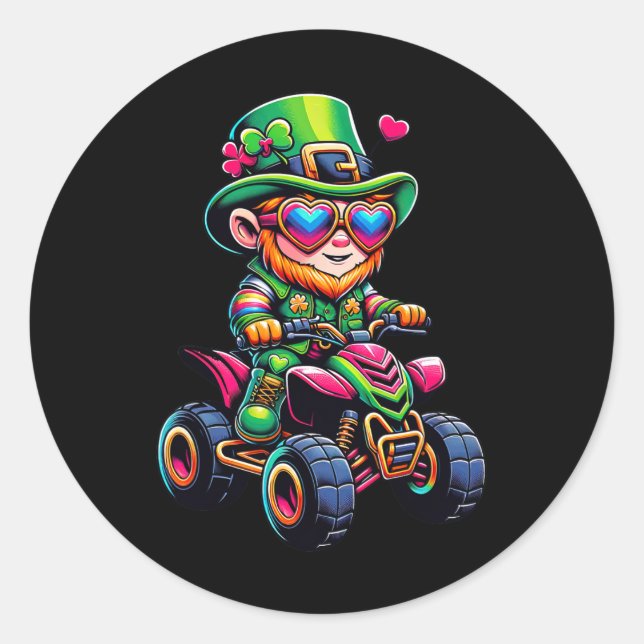 Adesivo Atv 4 Wheeler Leprechaun Kids Mens Womens Rua Patr (Frente)