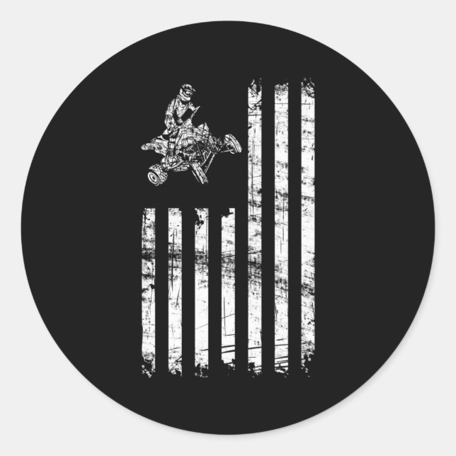 Adesivo Atv American Flag Four Wheeler Quad Bike (Frente)