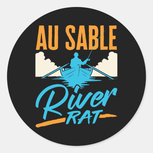 Adesivo Au Sable River Rat Rafting Canoeing Fishing Boatin (Frente)