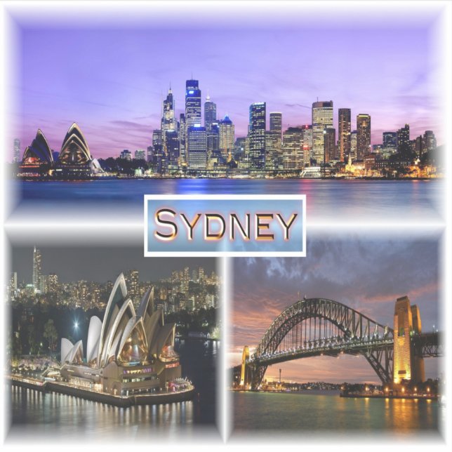Adesivo AU Sydney by Night - Opera House - Ponte Hrbour (Frente)