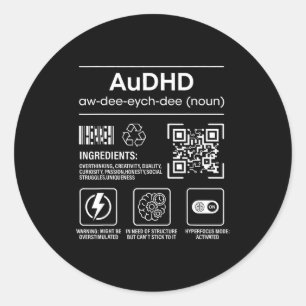 Adesivo Audhd autismo adhd engraçado neurodivergente