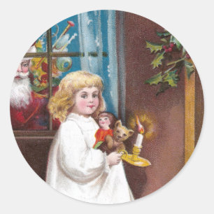 Adesivo Auges do papai noel com o natal vintage da janela