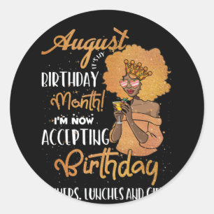 Adesivo August É Meu Aniversário Negro August Leo Virgo