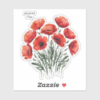 Adesivo August Poppy Bloom - Presente de Aniversário Perso