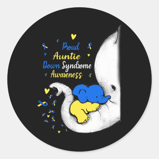 Adesivo Auntie Down Syndrome Awarness Day Elephant T21 Wo (Frente)