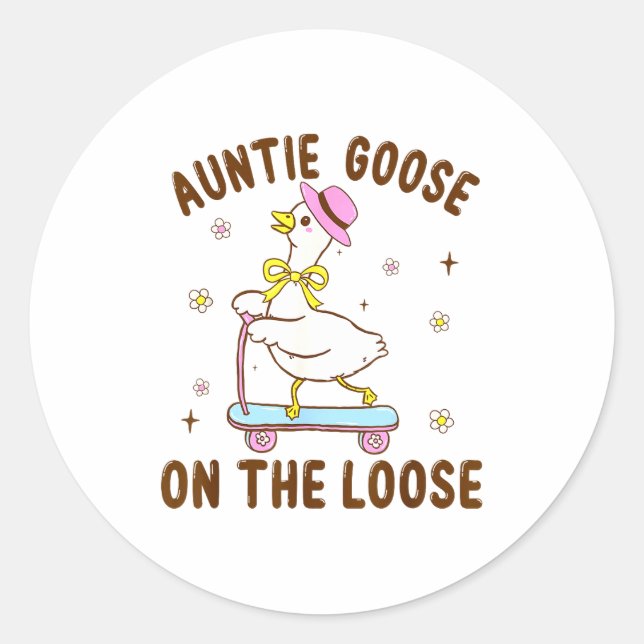 Adesivo Auntie Goose On The Loose Funny Birthday Matching  (Frente)