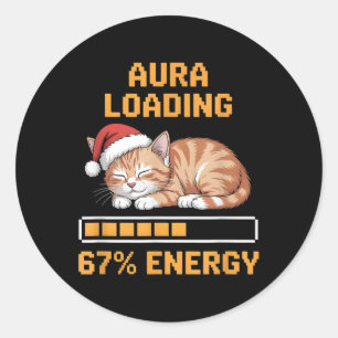 Adesivo Aura de Gato Carregando 67 Porcento de Energia Eng