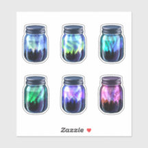 Aurora Borealis Norte Luz Galáxia Jar Set Sti