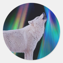 Aurora Borealis Wolf Song | Rainbow Sticker