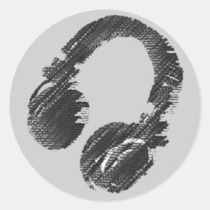 Adesivo auscultadores preto do disco-jóquei da música