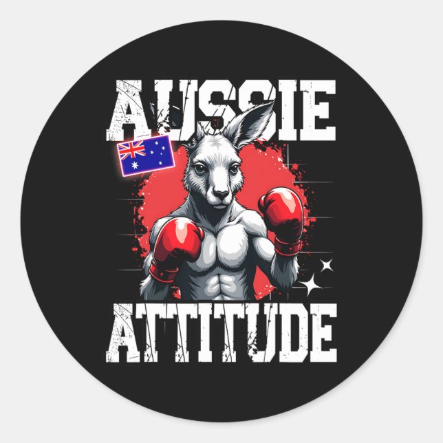 Adesivo Aussie Attitude Funny Kangaroo Boxing Austrália Bo (Frente)