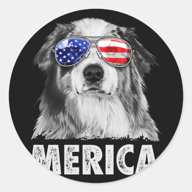 Adesivo Aussie pastor australiano 4 de julho merica (Frente)