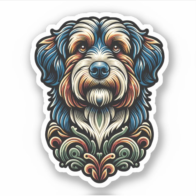 Adesivo Aussiedoodle Vinyl Watersafe Dog Sticker (Frente)