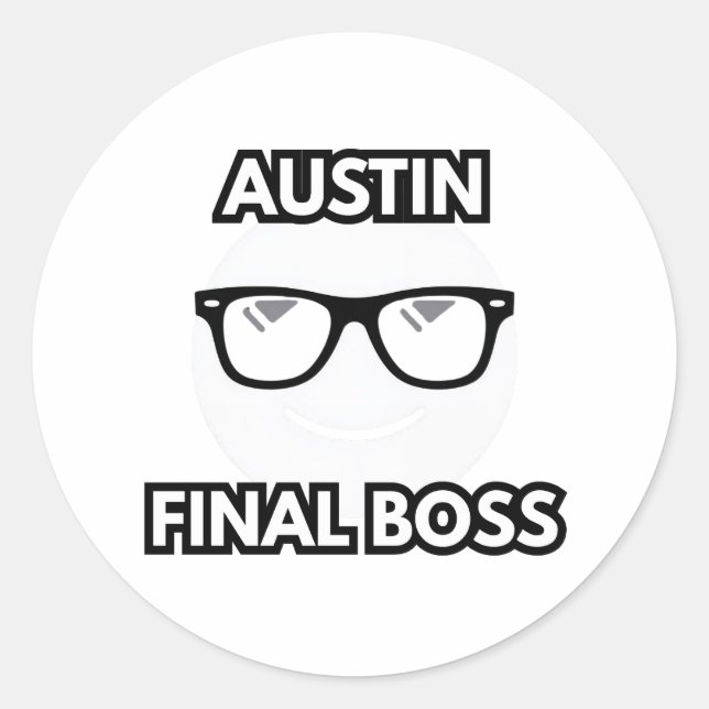 Adesivo Austin Final Boss Cool Emoji (Frente)
